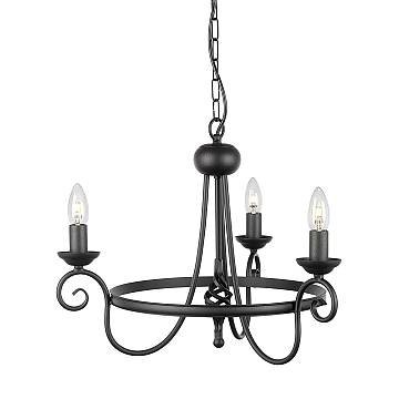 Lampadario Industrial Nordico Harlech Acciaio Nero 3 Luci E14