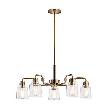 Lampadario Contemporaneo Aivian Acciaio Ottone Anticato 5 Luci E27