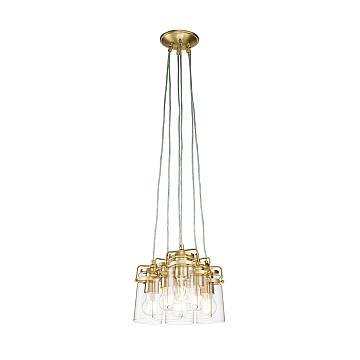 Lampadario Contemporaneo Brinley Acciaio Ottone Spazzolato 6 Luci E27