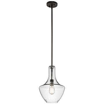 Sospensione Contemporanea Everly Acciaio Bronzo Antico Vetro 1 Luce E27