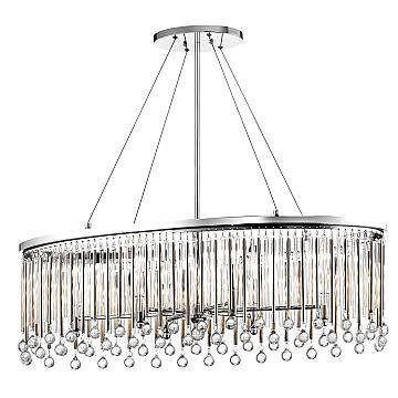 Lampadario Contemporaneo Piper Acciaio Cromo Lucido Grande 6 Luci E14