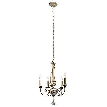 Lampadario Classico Rosalie In Acciaio Oro Sterlina 5 Luci E14