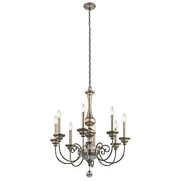 Lampadario Classico Rosalie Acciaio Oro Sterlina 8 Luci E14