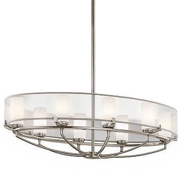 Lampadario Contemporaneo Saldana Metallo Peltro Classico Tessuto 8 Luci G9 3 Led