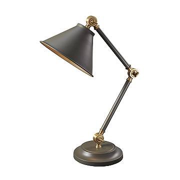 Lampada Da Scrivania Industrial Provence Acciaio Grigio Ottone Antico 1 Luce E27