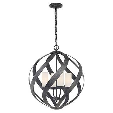 Lampadario Per Esterno Nordico Blacksmith Acciaio Nero Antico Vetro 4 Luci E14