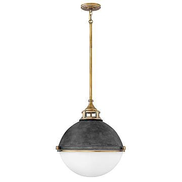 Lampadario Contemporaneo Fletcher Acciaio Zinco Antico Ottone 3 Luci E27