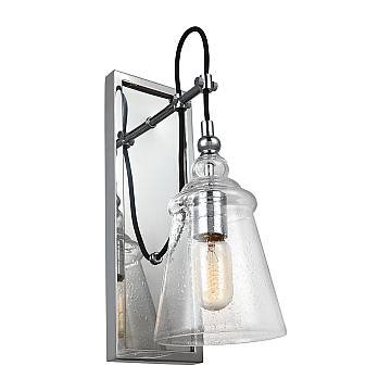 Applique Industrial Nordico Loras Acciaio Vetro 1 Luce E27