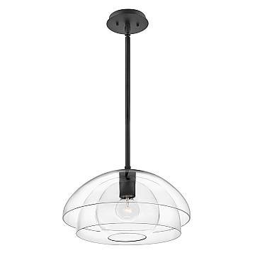 Sospensione Contemporanea Lotus Acciaio Nero Vetro 1 Luce E27