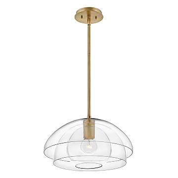 Sospensione Contemporanea Lotus Acciaio Ottone Antico Vetro 1 Luce E27