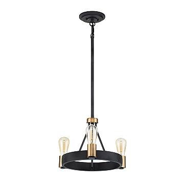 Lampadario Industrial Nordico Silas Acciaio Zinco Antico Ottone 3 Luci E27