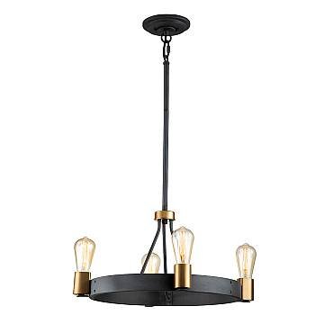 Lampadario Industrial Nordico Silas Acciaio Zinco Antico Ottone 4 Luci E27