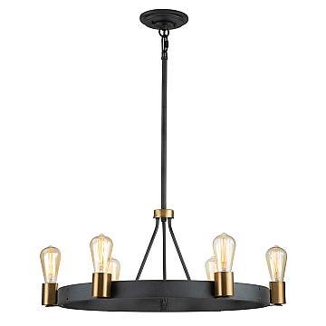 Lampadario Industrial Nordico Silas Acciaio Zinco Antico Ottone 6 Luci E27