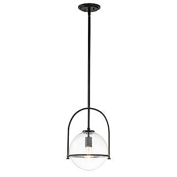 Sospensione Industrial Nordica Somerset Acciaio Nero Vetro 1 Luce E27