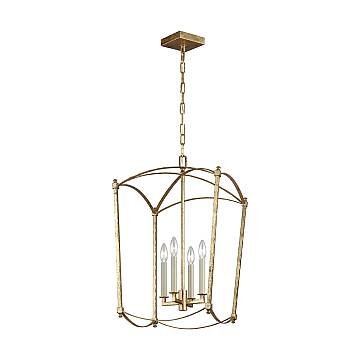 Lampadario Industrial Nordico Thayer Acciaio Doratura Anticata 4 Luci E14