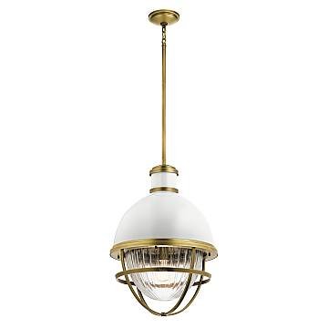 Sospensione Contemporanea Tollis Acciaio Ottone Naturale Bianco Grande Luce E27