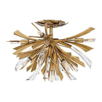 Lampadario Industrial Nordico Vida Acciaio Oro Brunito 9 Luci E14