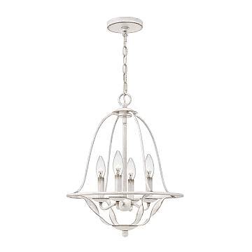 Lampadario Industrial Nordico Bradbury Acciaio Bianco Antico 4 Luci E14