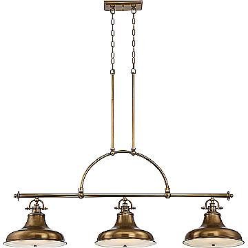 Lampadario Industrial Nordico Emery Metallo Ottone Anticato 3 Luci E27