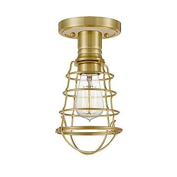 Plafoniera Industrial Nordica Mixon Acciaio Ottone Spazzolato 1 Luce E27