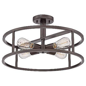 Lampadario Industrial Nordico New Harbor Acciaio Bronzo Western 4 Luci E27