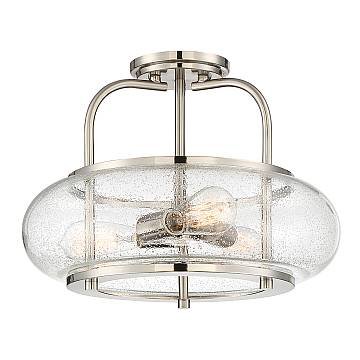Lampadario Industrial Nordico Trilogy Metallo Nichel Spazzolato 3 Luci E27