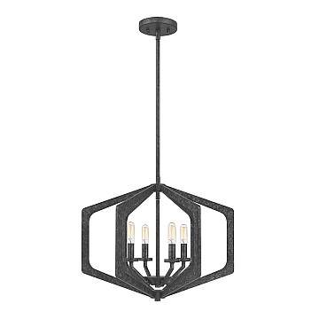 Lampadario Industrial Nordico Vanguard Acciaio Nero Antico 4 Luci E14