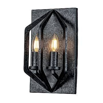 Applique Industrial Nordico Vanguard Acciaio Nero Antico 2 Luci E14