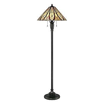 Piantana Tiffany Victory Vetro Bronzo Valiant 2 Luci E27