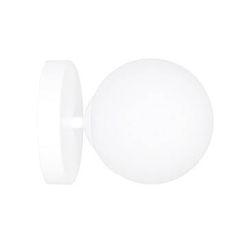 Applique A 1 Luce Bior In Acciaio Bianco E Sfera In Vetro Bianco