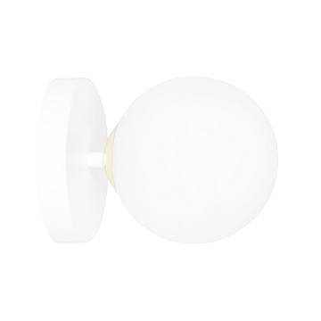 Applique A 1 Luce Floki In Acciaio Bianco E Sfera In Vetro Bianco E Oro