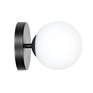 Applique A 1 Luce Hallador In Acciaio Nero E Sfera In Vetro Opalino