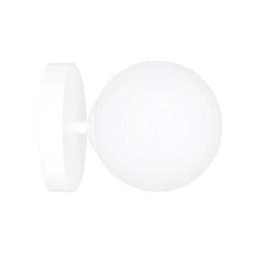 Applique A 1 Luce Hallador In Acciaio Bianco E Sfera In Vetro Opalino