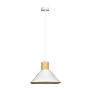 Sospensione Nordica 1 Luce Rowen In Acciaio Bianco E Legno