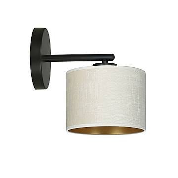 Applique 1 Luce Hilde In Acciaio Nero E Paralume In Tessuto Beige