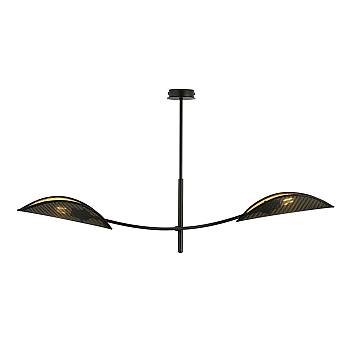 Sospensione Nordica 2 Luci Lotus In Acciaio Nero Oro Bracci Regolabili