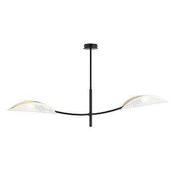 Sospensione Nordica 2 Luci Lotus In Acciaio Nero Bianco E Oro Bracci Regolabili