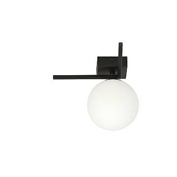 Plafoniera Moderna 1 Luce Imago 1130/1G In Acciaio Nero Vetro Opale