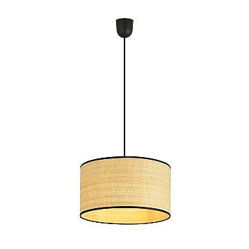 Sospensione Nordica 1 Luce Aston In Acciaio Nero E Rattan