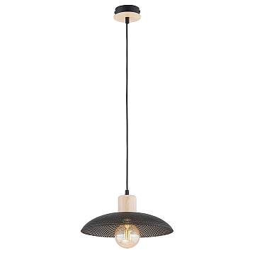 Sospensione Nordica Kobe 1 Luce In Legno E Acciaio Nero