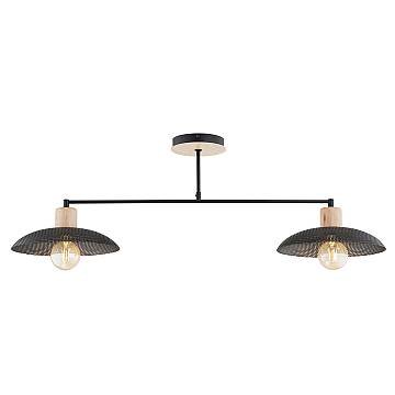 Plafoniera Nordica Kobe 2 Luci In Legno E Acciaio Nero