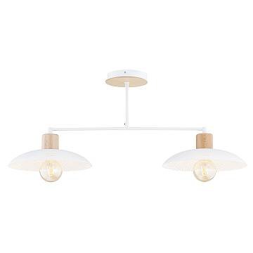 Plafoniera Nordica Kobe 2 Luci In Legno E Acciaio Bianco