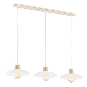 Sospensione Nordica Kobe 3 Luci In Legno E Acciaio Bianco