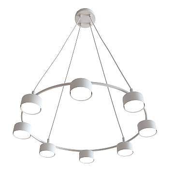 Lampadario Moderno 8 Luci Starlit In Acciaio Bianco Ad Anello E Cilindri