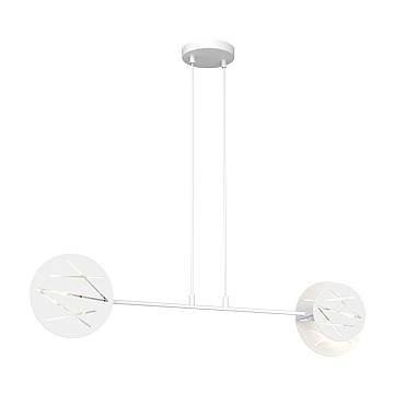 Lampadario 2 Luci Xotic In Acciaio Bianco A Bracci E Diffusori A Cerchio