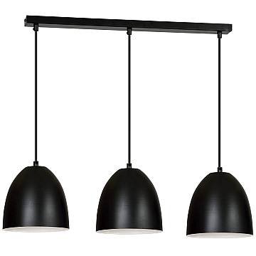 Lampadario 3 Luci Lenox In Acciaio Nero Con Cupole In Nero E Bianco