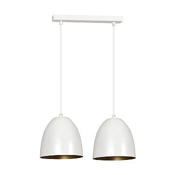 Lampadario 2 Luci Lenox In Acciaio Bianco Con Cupole In Nero E Oro