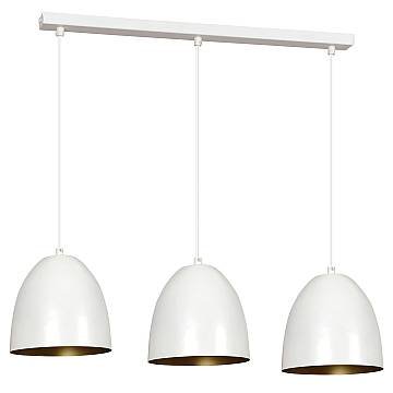 Lampadario 3 Luci Lenox In Acciaio Bianco Con Cupole In Nero E Oro