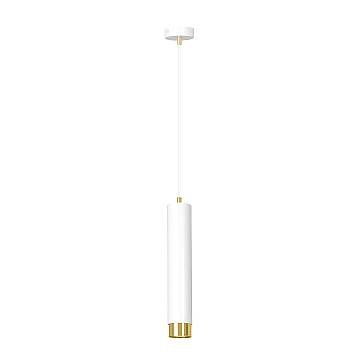 Sospensione 1 Luce Kibo In Acciaio Bianco Con Tubolare In Bianco E Oro