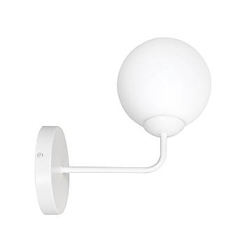 Applique Moderna 1 Luce Pregos In Acciaio Bianco E Vetro A Sfera Bianco